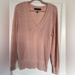 White House Black Market Blush V-Neck Sweater